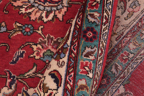 handmade Transitional Tabriz Red Beige Hand Knotted RECTANGLE 100% WOOL area rug 10' x 13'