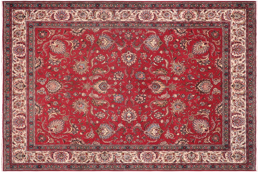 handmade Transitional Tabriz Red Beige Hand Knotted RECTANGLE 100% WOOL area rug 10' x 13'