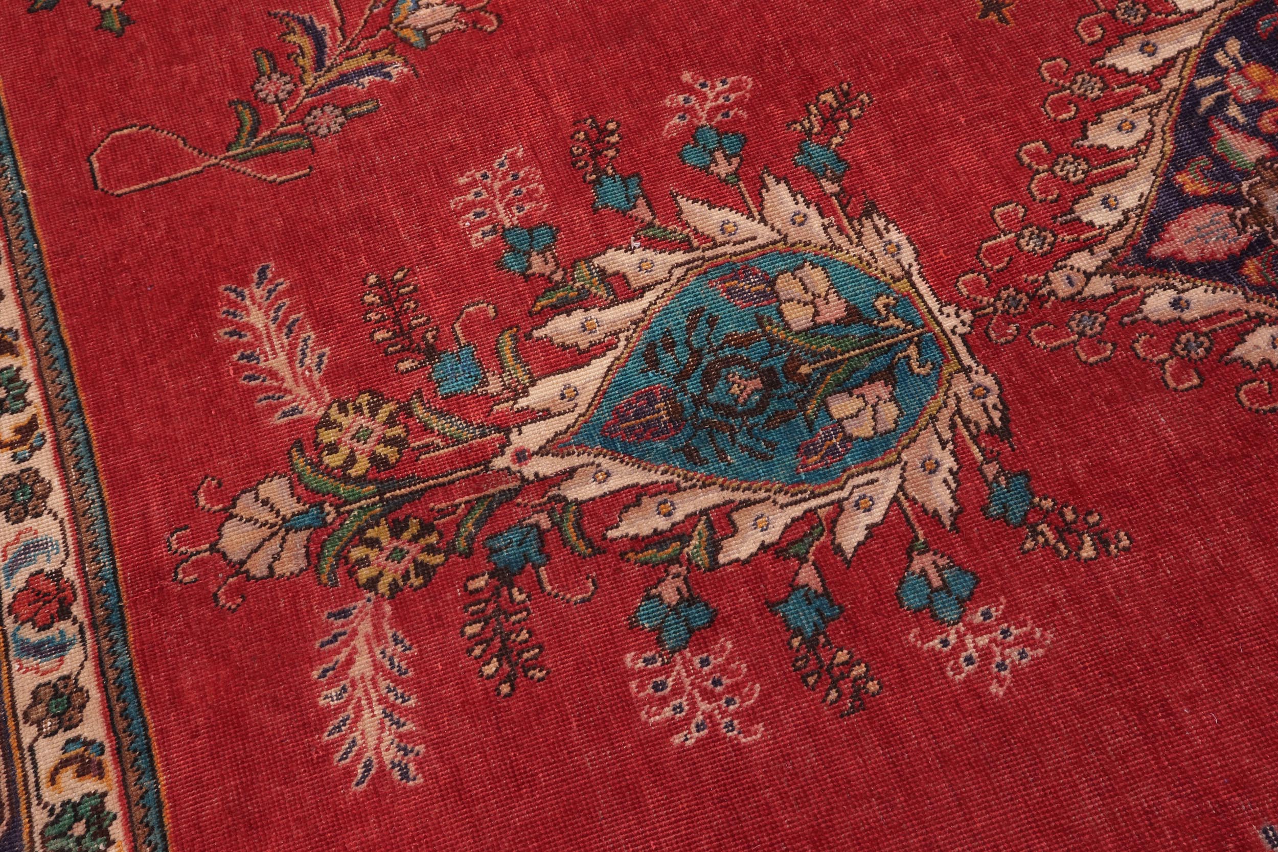 handmade Vintage Tabriz Red Purple Hand Knotted RECTANGLE 100% WOOL area rug 10' x 13'