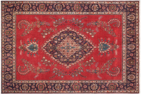 handmade Vintage Tabriz Red Purple Hand Knotted RECTANGLE 100% WOOL area rug 10' x 13'