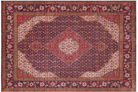 handmade Vintage Tabriz Mahi Blue Red Hand Knotted RECTANGLE 100% WOOL area rug 10' x 12'