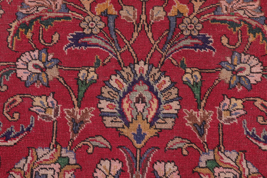 handmade Transitional Kashan Red Blue Hand Knotted RECTANGLE 100% WOOL area rug 9' x 13'