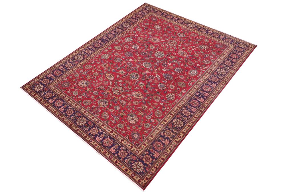 Traditional handmade Persian vintage distressed Red Blue Hand Knotted RECTANGLE 100% WOOL area rug 9 x 13