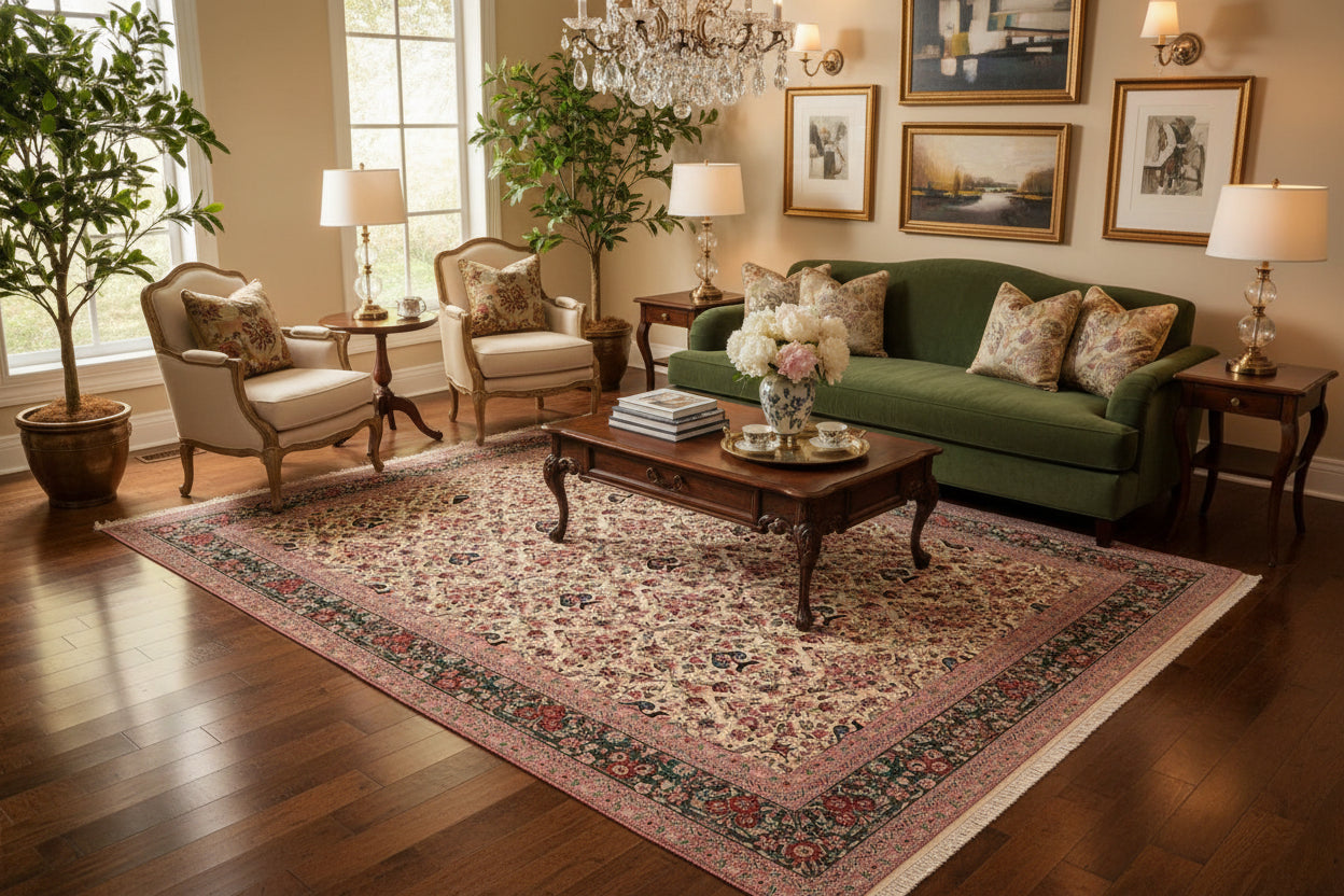 handmade Transitional Kazveen Ivory Green Hand Knotted RECTANGLE 100% WOOL area rug 10x14