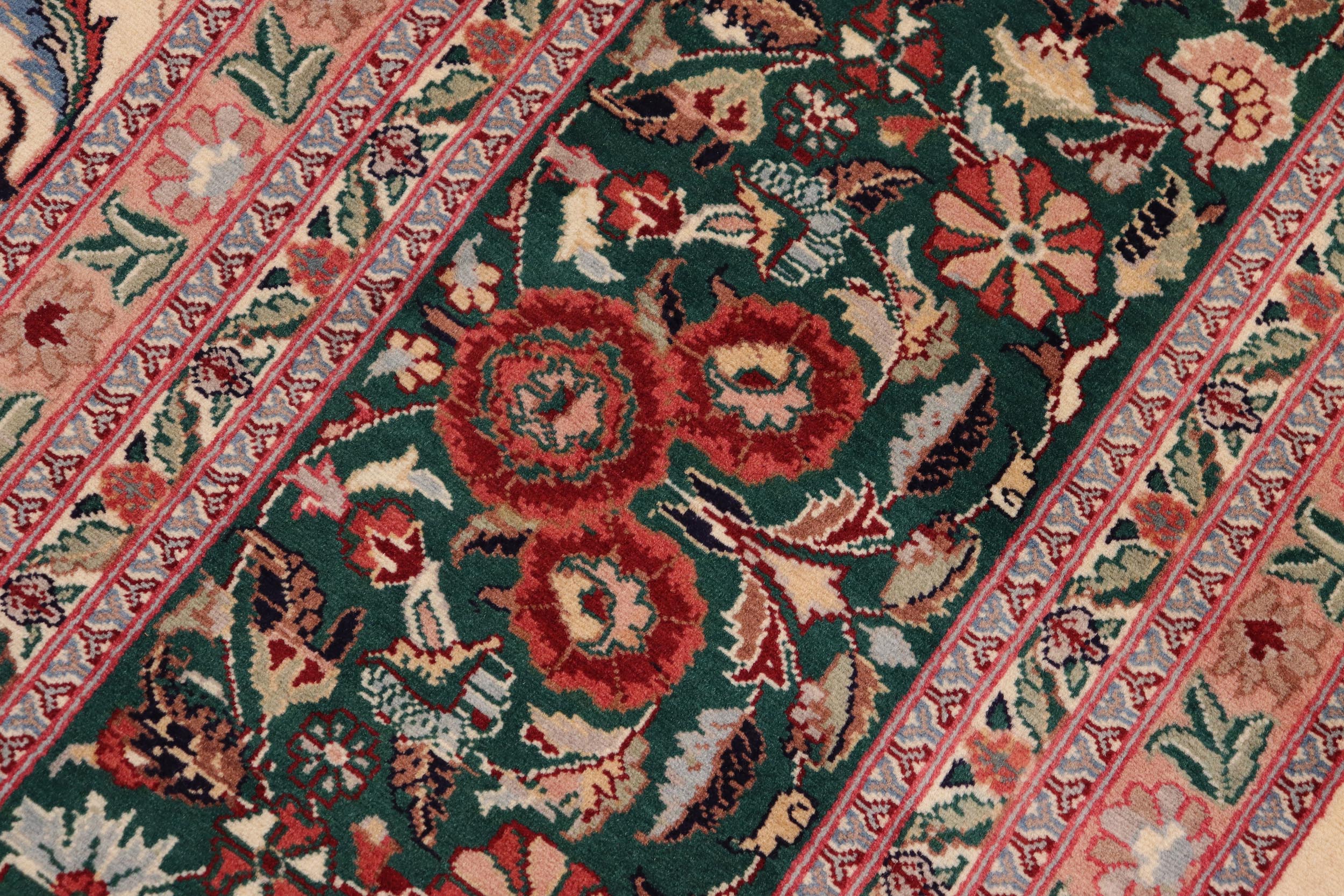 handmade Transitional Kazveen Ivory Green Hand Knotted RECTANGLE 100% WOOL area rug 10x14