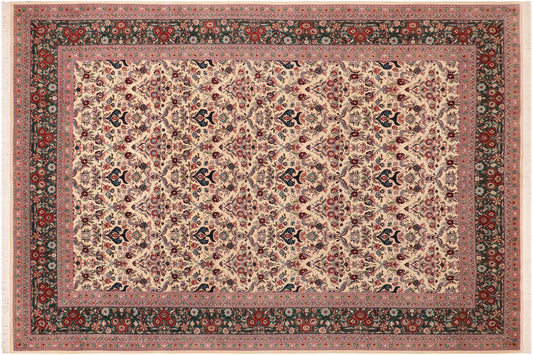 handmade Transitional Kazveen Ivory Green Hand Knotted RECTANGLE 100% WOOL area rug 10x14