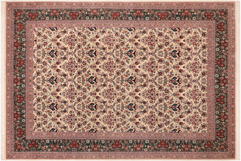 handmade Transitional Kazveen Ivory Green Hand Knotted RECTANGLE 100% WOOL area rug 10x14