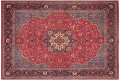 handmade Traditional Kashan Red Purple Hand Knotted RECTANGLE 100% WOOL area rug 10 x 13
