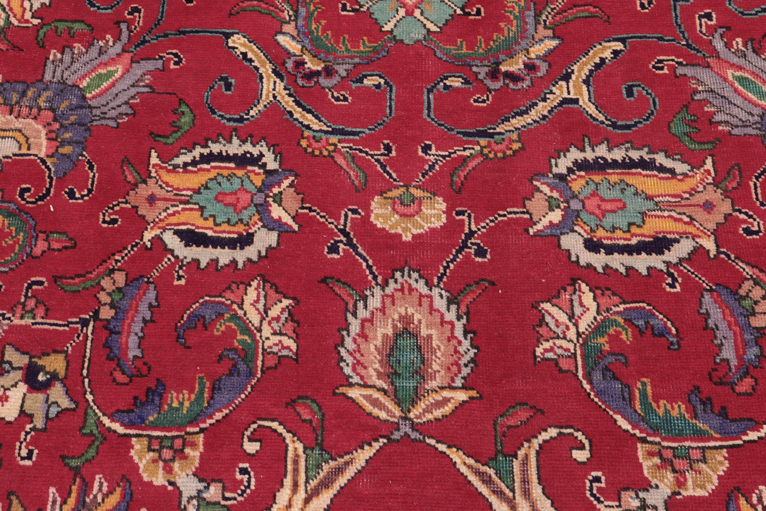 handmade Vintage Tabriz Red Beige Hand Knotted RECTANGLE 100% WOOL area rug 10' x 13'