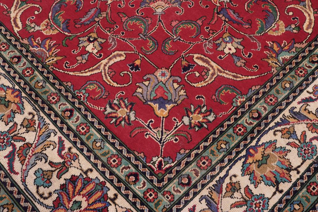 Traditional handmade Persian vintage distressed Red Beige Hand Knotted RECTANGLE 100% WOOL area rug 10 x 13