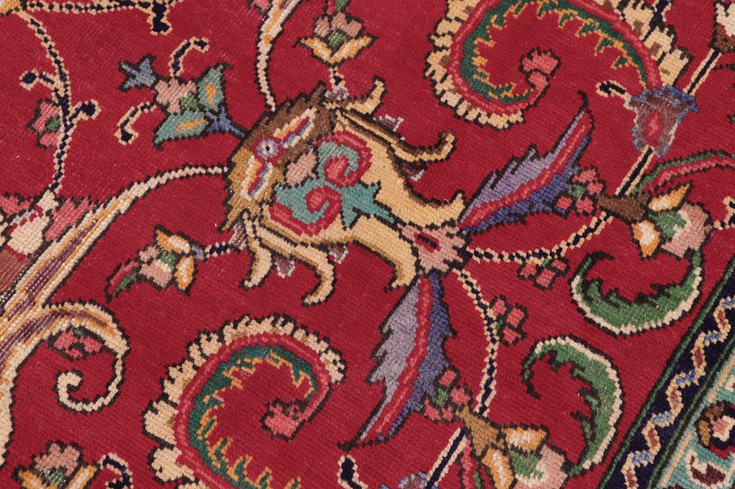 Traditional handmade Persian vintage distressed Red Beige Hand Knotted RECTANGLE 100% WOOL area rug 10 x 13