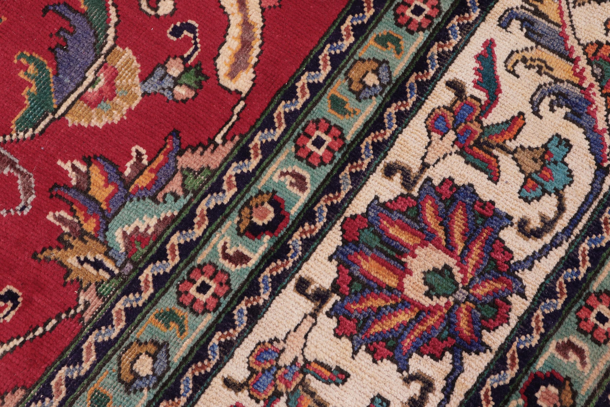 handmade Vintage Tabriz Red Beige Hand Knotted RECTANGLE 100% WOOL area rug 10' x 13'
