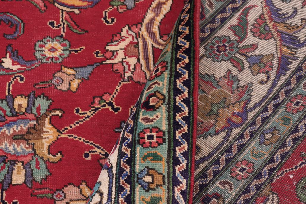 Traditional handmade Persian vintage distressed Red Beige Hand Knotted RECTANGLE 100% WOOL area rug 10 x 13