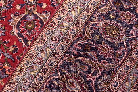 handmade Vintage Kashan Red Blue Hand Knotted RECTANGLE 100% WOOL area rug 9' x 13'