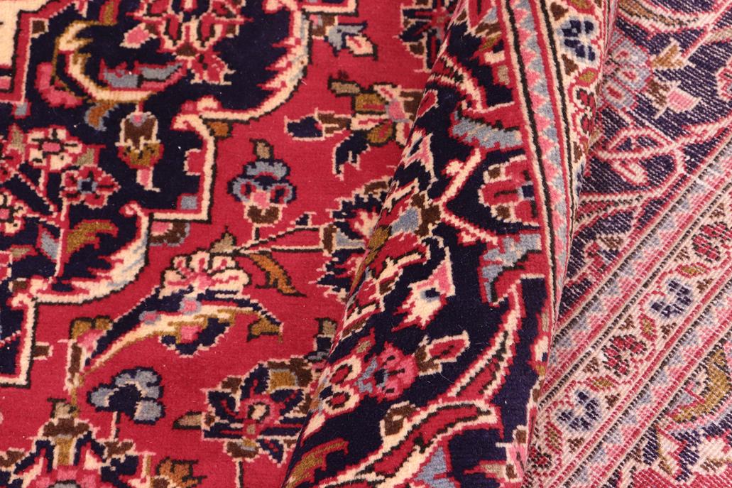 handmade Traditional Kashan Red Blue Hand Knotted RECTANGLE 100% Wool Pile area rug 8x11