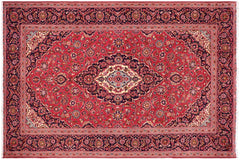 handmade Traditional Kashan Red Blue Hand Knotted RECTANGLE 100% WOOL area rug 8 x 11