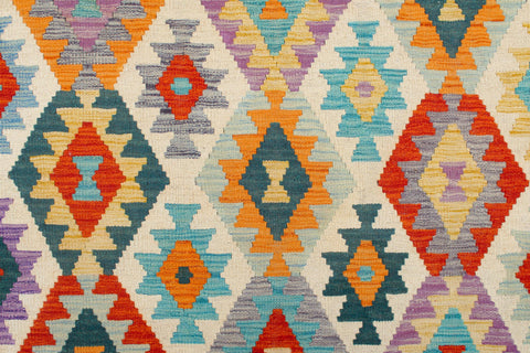handmade Geometric Kilim Beige Rust Hand-Woven RECTANGLE 100% WOOL area rug 8 x 10
