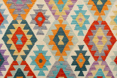 handmade Geometric Kilim Beige Rust Hand-Woven RECTANGLE 100% WOOL area rug 8 x 10