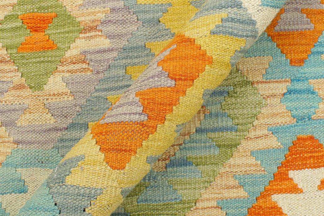 Flat Weave Kilim Antique Navaho Vintage handmade Geometric Kilim Blue Rust Hand-Woven Rectangle 100% Wool Area Rug 9x12 