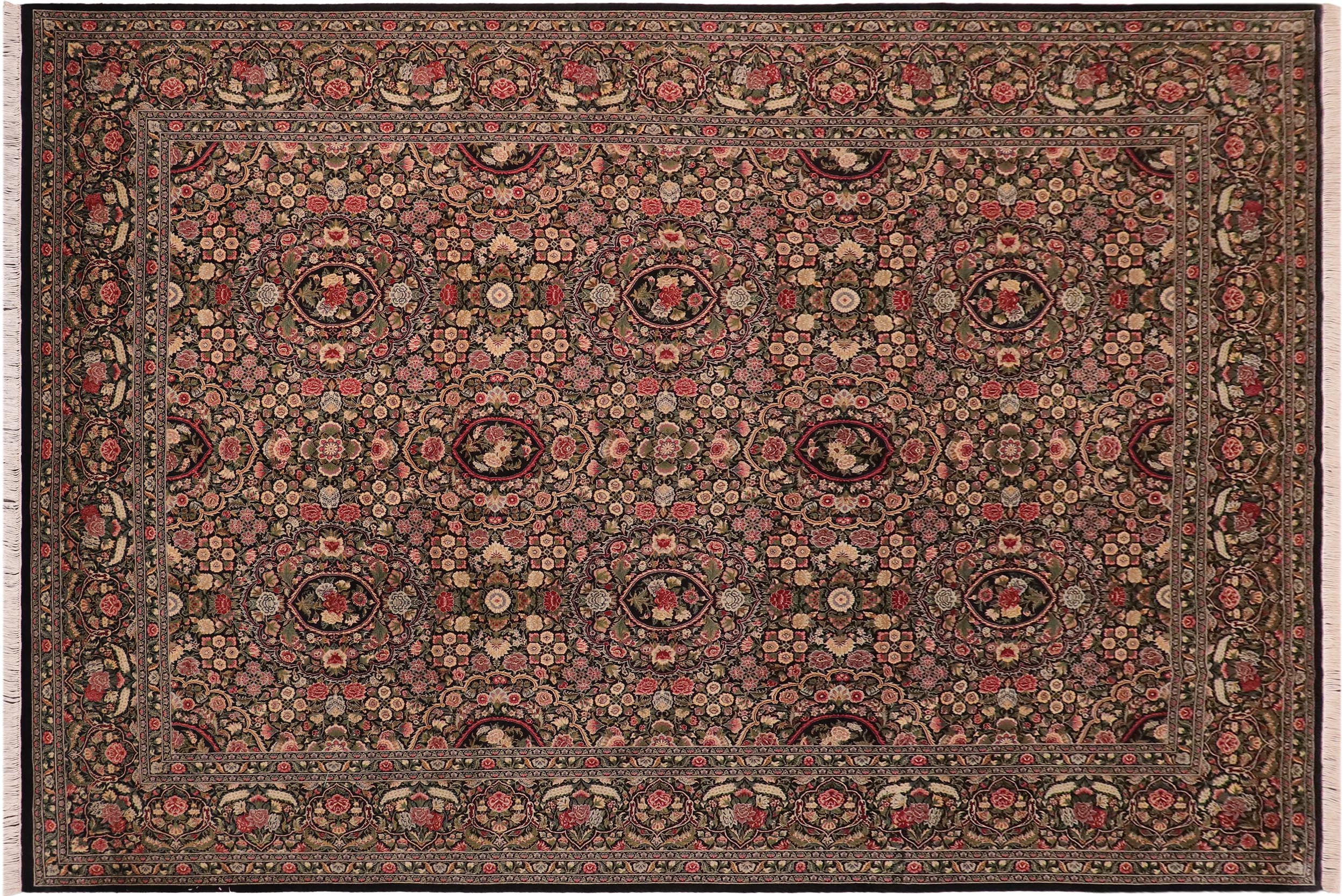 handmade Traditional Regular Black Green Hand Knotted RECTANGLE 100% WOOL area rug 10x14