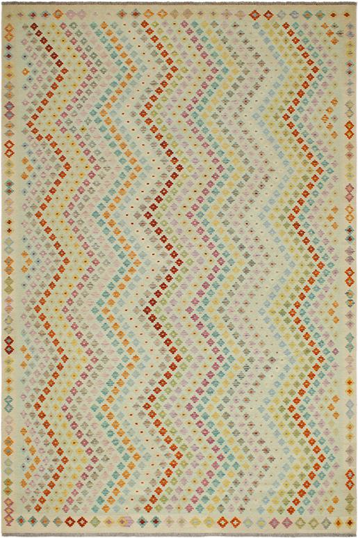 Flat Weave Kilim Antique Navaho Vintage handmade Modern Kilim Blue Beige Hand-Woven Rectangle 100% Wool Area Rug 9x11 