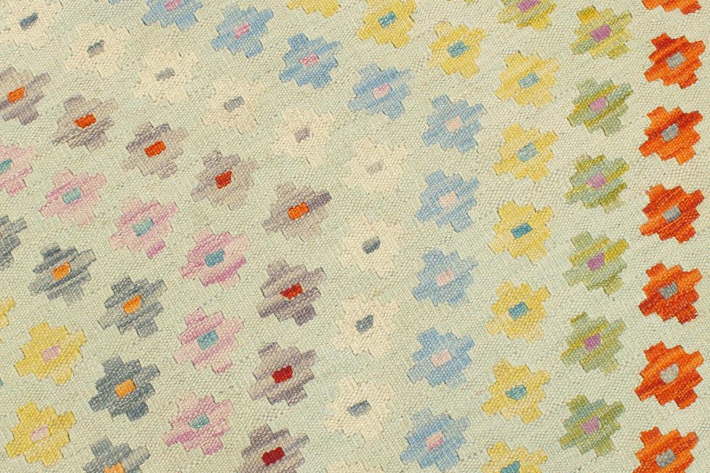 Flat Weave Kilim Antique Navaho Vintage handmade Modern Kilim Blue Beige Hand-Woven Rectangle 100% Wool Area Rug 9x11 