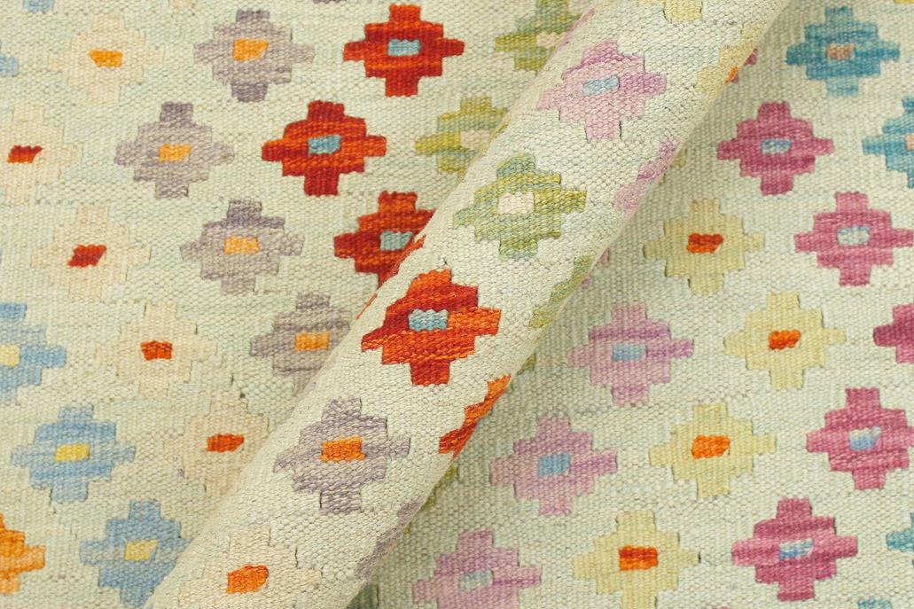 Flat Weave Kilim Antique Navaho Vintage handmade Modern Kilim Blue Beige Hand-Woven Rectangle 100% Wool Area Rug 9x11 