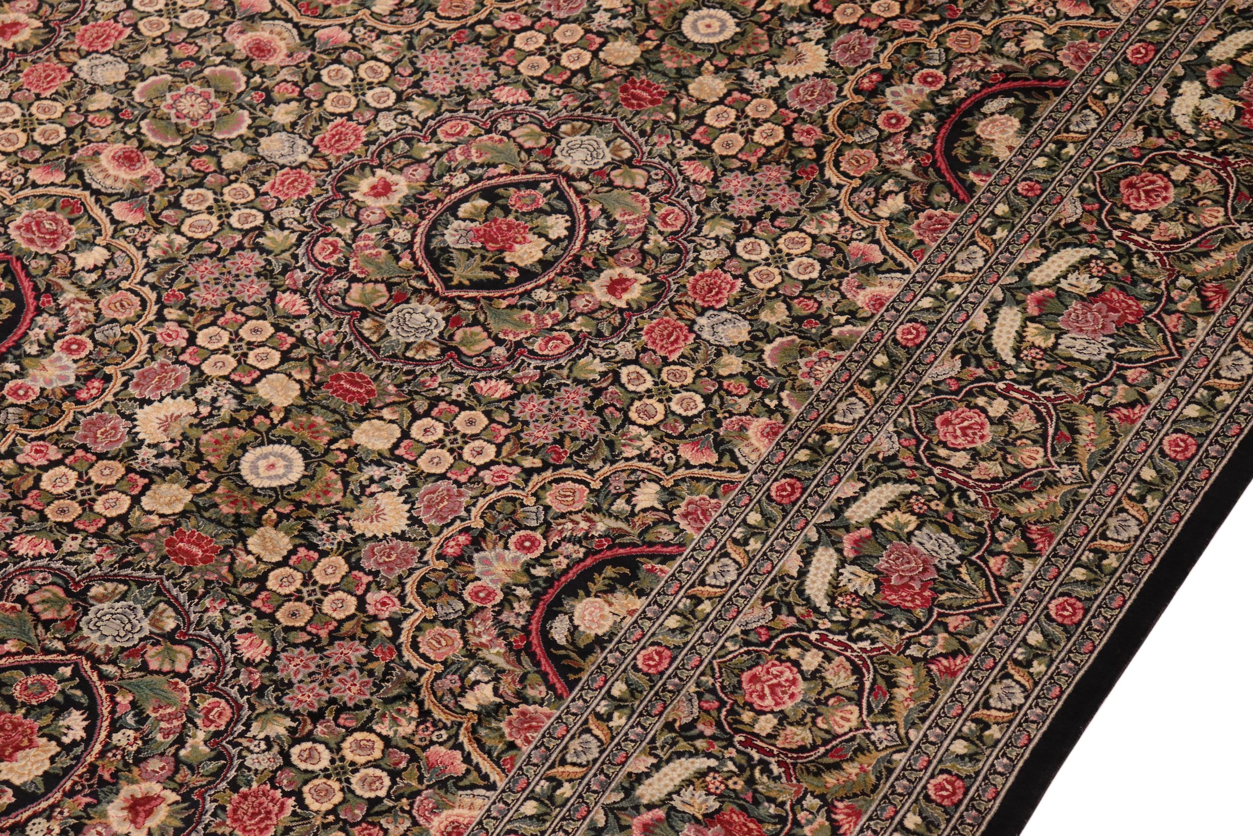 handmade Traditional Regular Black Green Hand Knotted RECTANGLE 100% WOOL area rug 10x14