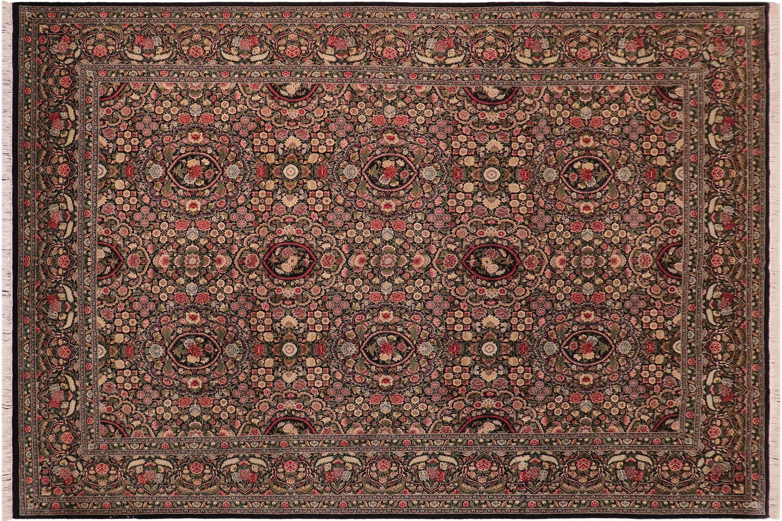 handmade Traditional Regular Black Green Hand Knotted RECTANGLE 100% WOOL area rug 10x14