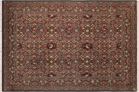 handmade Traditional Regular Black Green Hand Knotted RECTANGLE 100% WOOL area rug 10x14