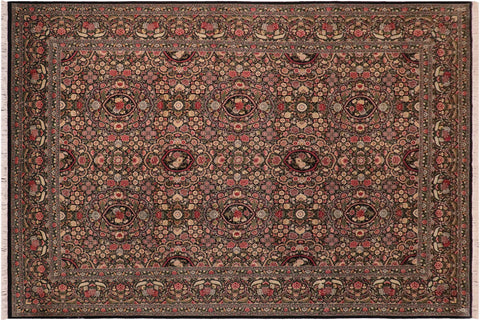 handmade Traditional Regular Black Green Hand Knotted RECTANGLE 100% WOOL area rug 10x14