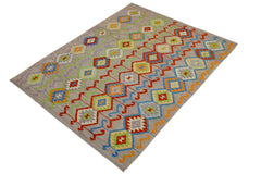 handmade Modern Kilim Purple Rust Hand-Woven RECTANGLE 100% WOOL area rug 7x10