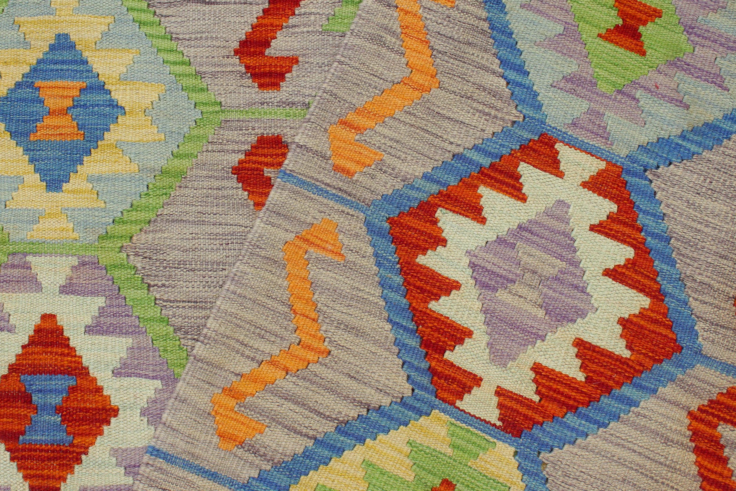 handmade Modern Kilim Purple Rust Hand-Woven RECTANGLE 100% WOOL area rug 7x10
