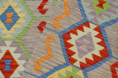 handmade Modern Kilim Purple Rust Hand-Woven RECTANGLE 100% WOOL area rug 7x10