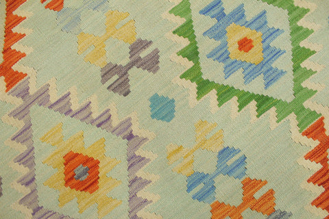 handmade Geometric Kilim Blue Rust Hand-Woven RECTANGLE 100% WOOL area rug 5x6