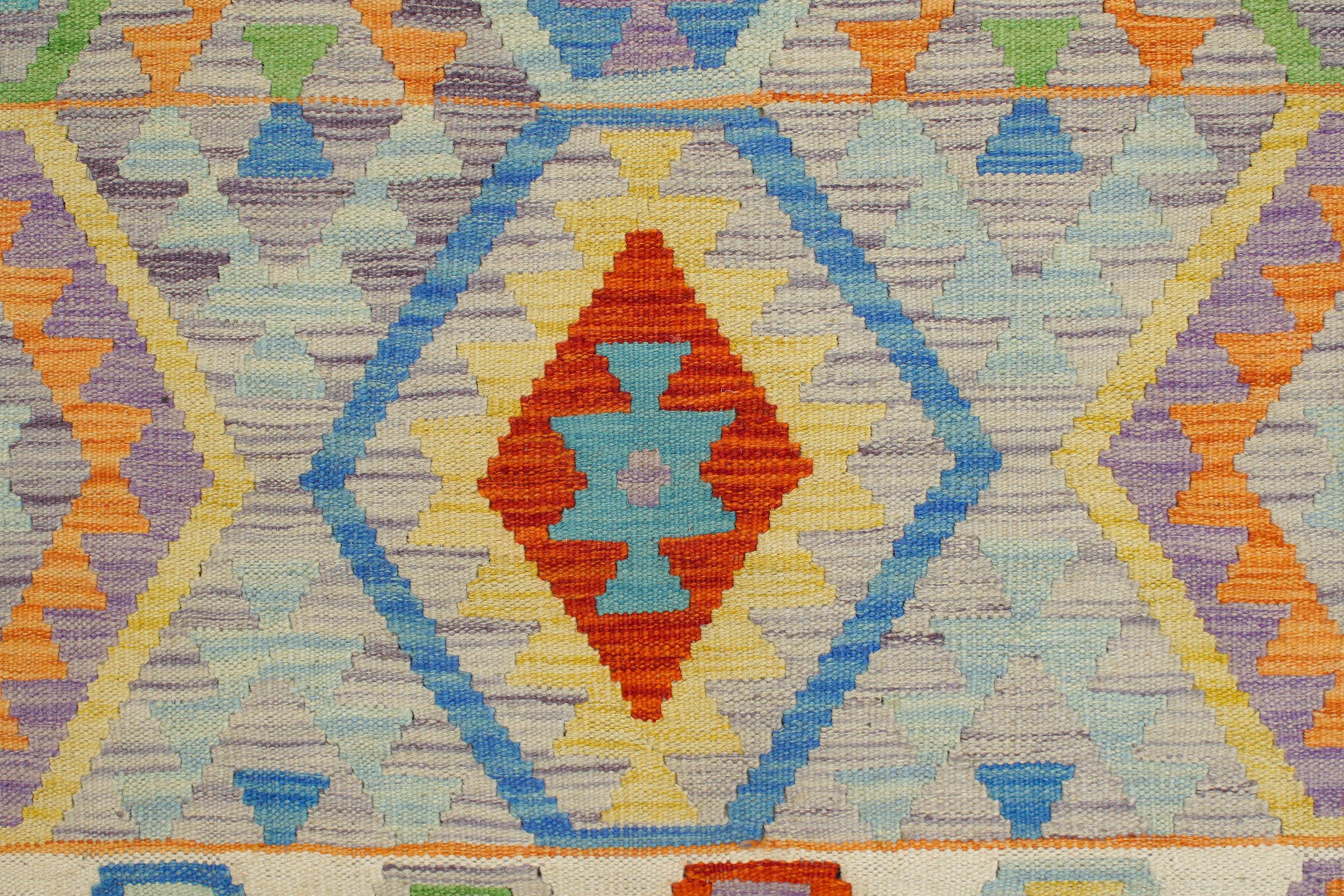 handmade Geometric Kilim Purple Beige Hand-Woven RECTANGLE 100% WOOL area rug 5 x 7