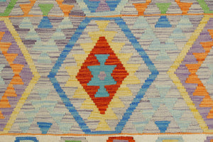handmade Geometric Kilim Purple Beige Hand-Woven RECTANGLE 100% WOOL area rug 5 x 7