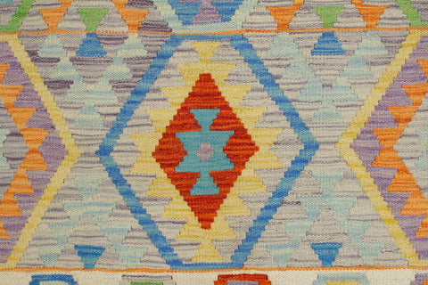 handmade Geometric Kilim Purple Beige Hand-Woven RECTANGLE 100% WOOL area rug 5 x 7