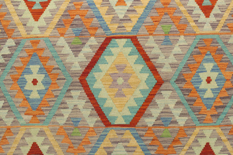 handmade Geometric Kilim Purple Beige Hand-Woven RECTANGLE 100% WOOL area rug 5x6