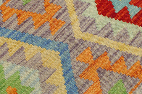 handmade Geometric Kilim Purple Beige Hand-Woven RECTANGLE 100% WOOL area rug 5x6