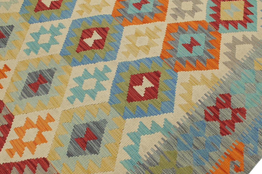 Flat Weave Kilim Antique Navaho Vintage handmade Geometric Kilim Beige Gray Hand-Woven Rectangle 100% Wool Area Rug 5x7 