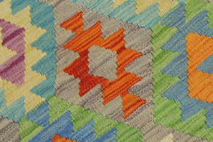 handmade Geometric Kilim Purple Blue Hand-Woven RECTANGLE 100% WOOL area rug 6 x 8