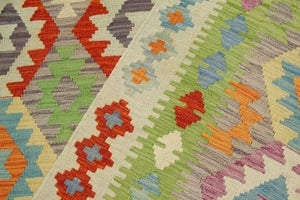 handmade Geometric Kilim Purple Blue Hand-Woven RECTANGLE 100% WOOL area rug 6 x 8