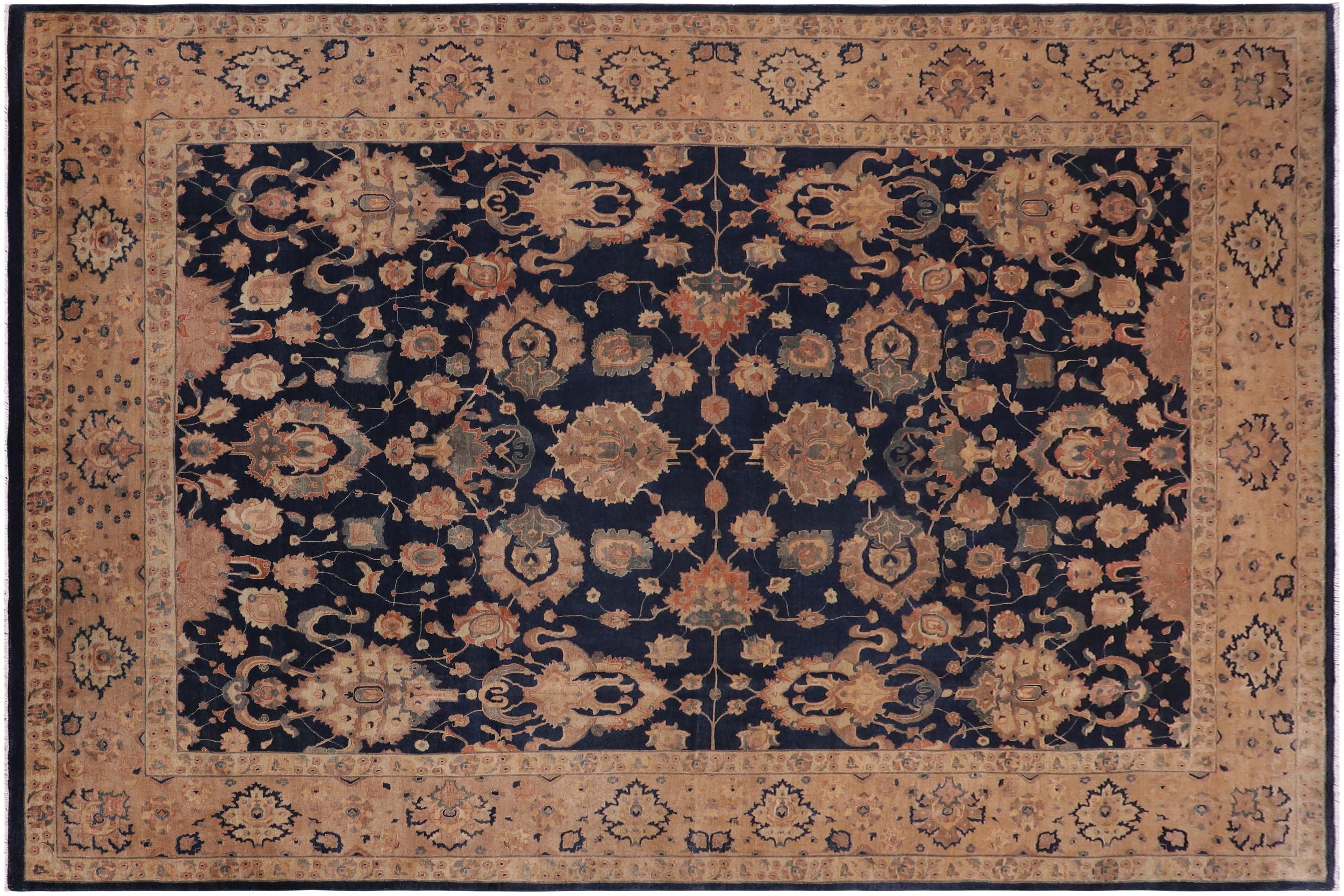 handmade Traditional Agra Drk.green Dark Gold Hand Knotted RECTANGLE 100% WOOL area rug 10' x 14'