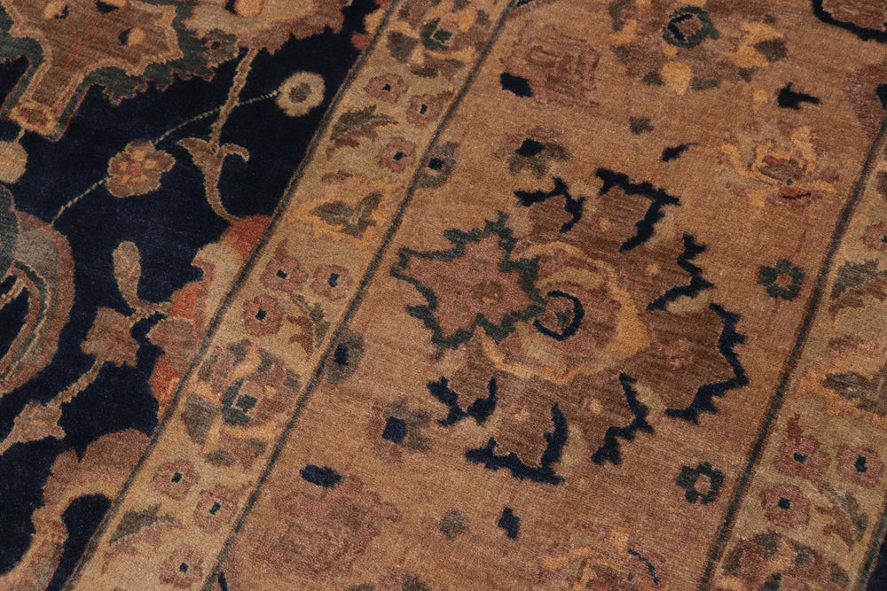 handmade Traditional Agra Drk.green Dark Gold Hand Knotted RECTANGLE 100% WOOL area rug 10' x 14'