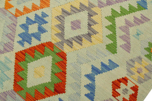 handmade Geometric Kilim Blue Rust Hand-Woven RECTANGLE 100% WOOL area rug 6 x 8