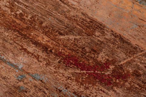 handmade Modern Modern Brown Blue Hand Knotted RECTANGLE WOOL&SILK area rug 9' x 12'