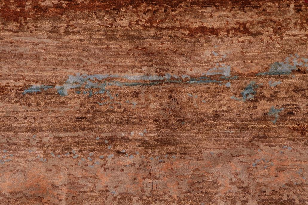 handmade Modern Modern Brown Blue Hand Knotted RECTANGLE WOOL&SILK area rug 9 x 12