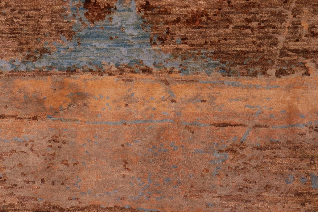 handmade Modern Modern Brown Blue Hand Knotted RECTANGLE WOOL&SILK area rug 9 x 12