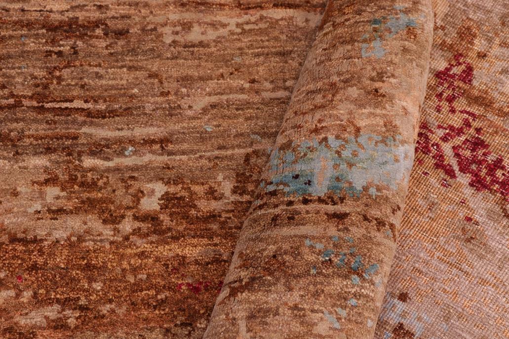 handmade Modern Modern Brown Blue Hand Knotted RECTANGLE WOOL&SILK area rug 9 x 12